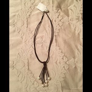 Leather & Pearl Necklace